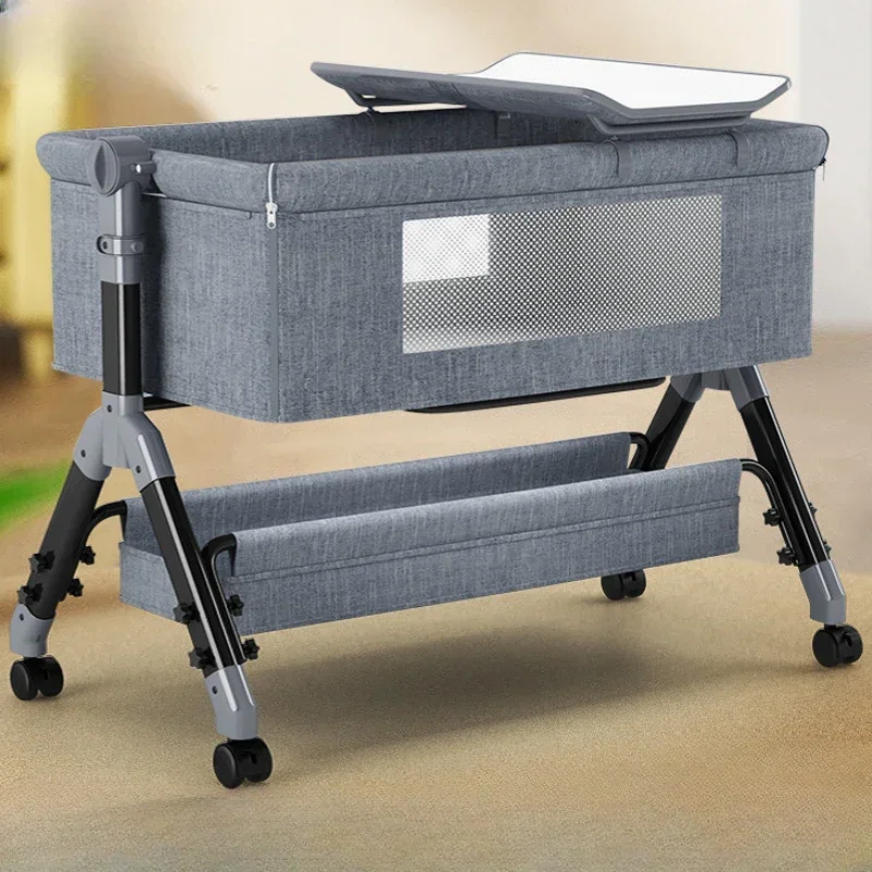 Baby Nursery Trolley - Movable Splicing Crib Foldable Multifunctional Cradle